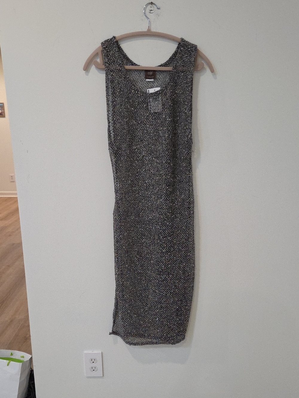 Elif by Jordan Taylor Metallic Knit Midi Coverup - Silver & Black